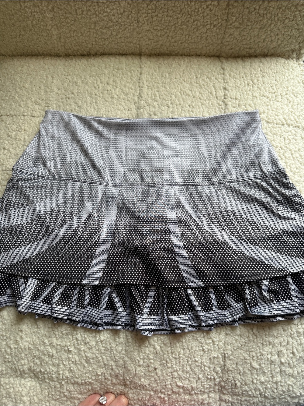 Lucky in Love Black and White Graphic Ruffle Skater Skirt